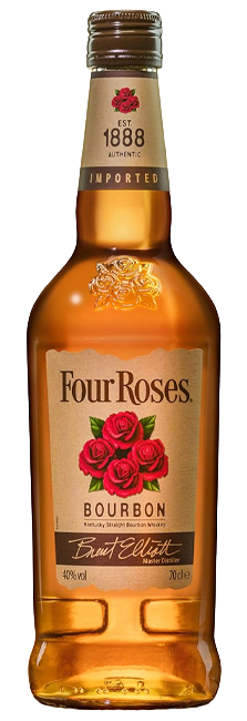 Bourbon Four Roses Kentucky Straight con notas de miel y manzana, envejecido 5 años en roble americano
