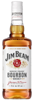 Whiskey Bourbon Jim Beam White Label con notas de vainilla, roble y caramelo dulce de Kentucky, Estados Unidos
