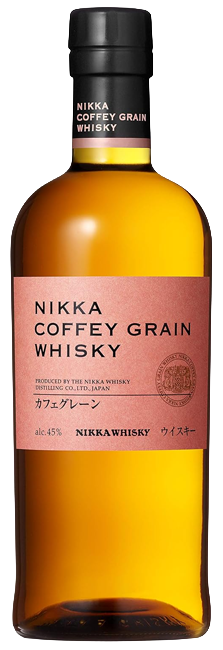Whisky japonés Nikka Coffey Grain de la destilería Miyagikyo con notas de vainilla, caramelo y miel. 45% alcohol