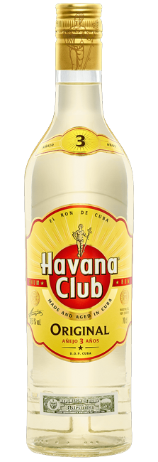 Ron Blanco Havana Club 3 Años Añejo con notas de vainilla y fruta tropical Cuba