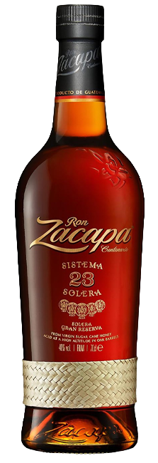 Ron Zacapa Centenario 23 Solera Gran Reserva de Guatemala con notas de vainilla y cacao