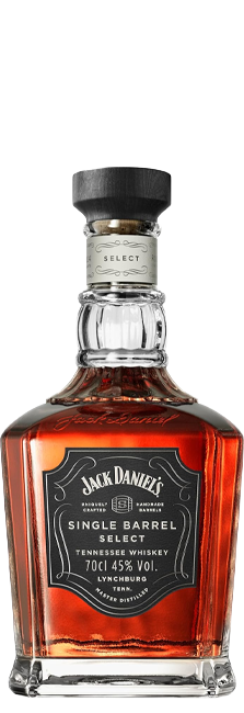 Tennessee Whisky Jack Daniel's Single Barrel Select con notas de vainilla, caramelo y roble tostado de Tennessee