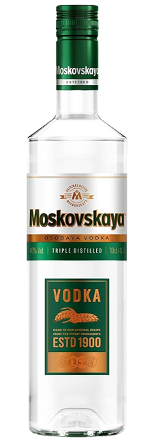 Vodka Moskovskaya Osobaya de trigo y centeno con notas de pimienta blanca y menta