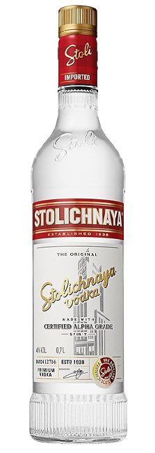 Vodka Stolichnaya Premium de Trigo y Grano con notas de Pimienta y Especias
