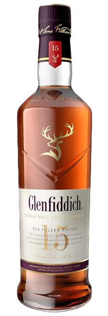 Whisky Single Malt Glenfiddich 15 Year Old Solera Speyside con notas de miel de brezo y vainilla