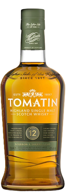 Whisky Single Malt Tomatin 12 Year Old Triple Cask Highlands de Escocia con notas de manzana, pera y caramelo