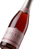 Primer plano de la etiqueta del cava rosado Cautiu Imperial Brut, D.O. Cava.