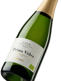 Primer plano de la etiqueta del cava Codorníu Prima Vides Brut, D.O. Cava.