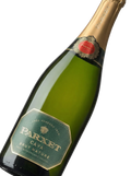 Primer plano de la etiqueta del Cava Parxet Brut Nature, elaborado con Pansa Blanca, D.O. Cava.