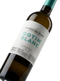 Primer plano de la etiqueta del vino blanco Gotim Blanc de Castell del Remei, D.O. Costers del Segre