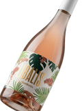 Primer plano de la etiqueta del vino rosado Libalis Rosé de Maetierra, elaborado con Garnacha y Moscatel, V.T. Valles de Sadacia.