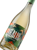 Primer plano de la etiqueta del vino frizzante Libalis Frizz 5.5 de Maetierra, bajo en alcohol, V.T. Valles de Sadacia.