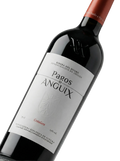 Primer plano de la etiqueta del vino tinto Pagos de Anguix Costalara, D.O. Ribera del Duero.