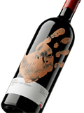 Primer plano de la botella de vino tinto premium Altar de Otazu.