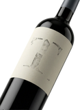 Primer plano de la botella de vino tinto Tempus.