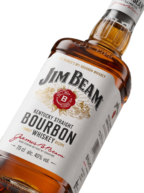 Detalle etiqueta Kentucky Straight Bourbon Whiskey Jim Beam White Label The Standard Since 1795