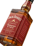 Detalle etiqueta Jack Daniel's Tennessee Fire Cinnamon Spice Licor Canela Tennessee Whiskey USA