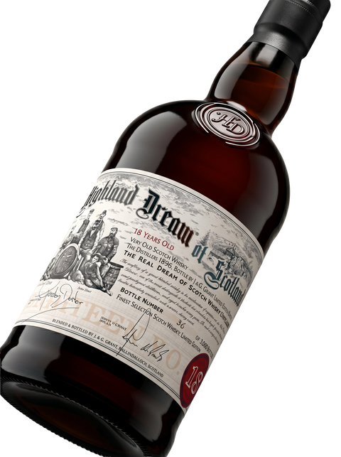 Detalle etiqueta Blended Scotch Whisky Highland Dream of Scotland 18 Years Limited Edition Numerada