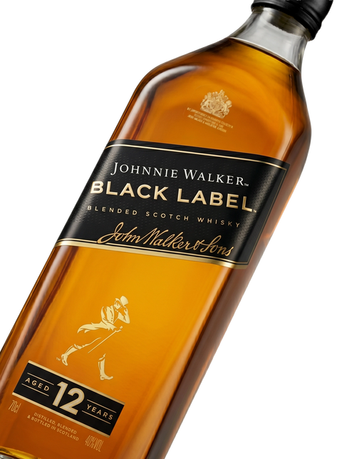 Detalle etiqueta Blended Scotch Whisky Johnnie Walker Black Label 12 Years Aged Escocia