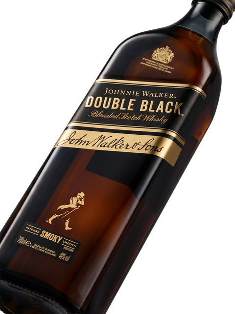 Detalle etiqueta Blended Scotch Whisky Johnnie Walker Double Black Intense Smoky Smooth Escocia