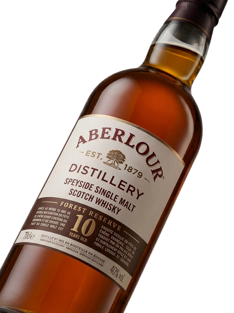 Detalle etiqueta Speyside Single Malt Scotch Whisky Aberlour 10 Years Forest Reserve Speyside Escocia