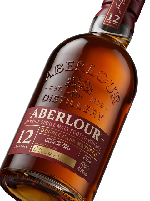 Detalle etiqueta Speyside Single Malt Scotch Whisky Aberlour 12 Years Double Cask Rich Citrusy Speyside