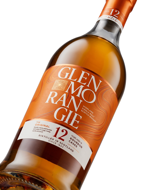 Detalle etiqueta Highland Single Malt Scotch Whisky Glenmorangie The Original 12 Years Bourbon Casks
