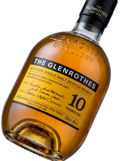 Detalle etiqueta Speyside Single Malt Scotch Whisky The Glenrothes 10 Years Sherry Seasoned Oak Casks
