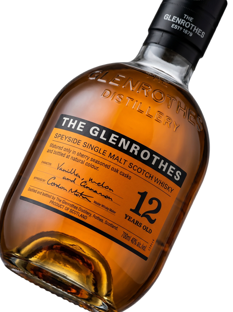 Detalle etiqueta Speyside Single Malt Scotch Whisky The Glenrothes 12 Years Sherry Seasoned Oak Casks