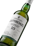 Detalle etiqueta Islay Single Malt Scotch Whisky Laphroaig 10 Years D. Johnston Destilería 1815 Islay