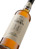 Detalle etiqueta West Highland Single Malt Scotch Whisky Oban 14 Years Destilería 1794 Argyll